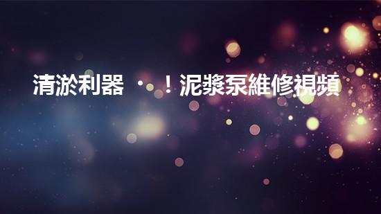 清淤利器！泥漿泵維修視頻，教你輕松解決淤塞難題！